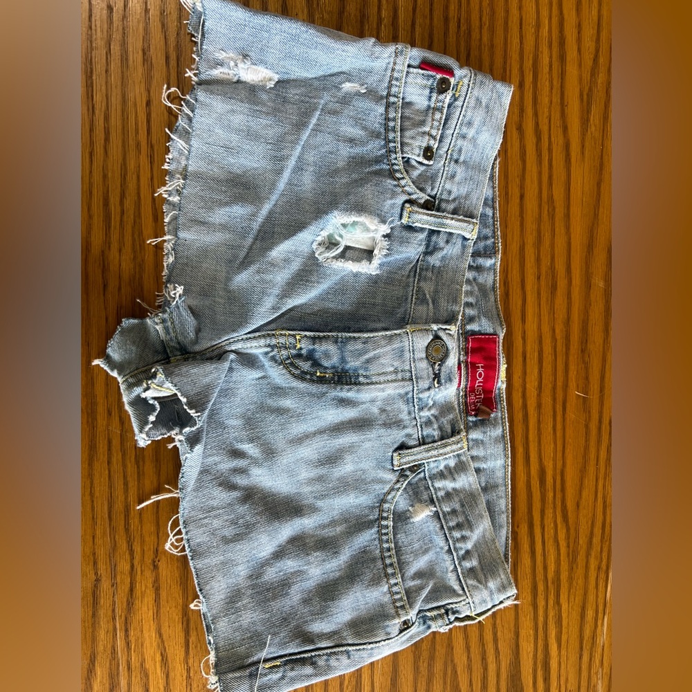 Hollister Light Blue Distressed Denim Shorts